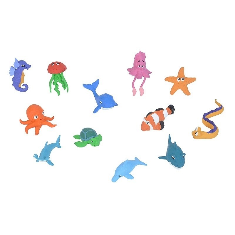 12x Plastic baby zeedieren-oceaan dieren speelfiguren