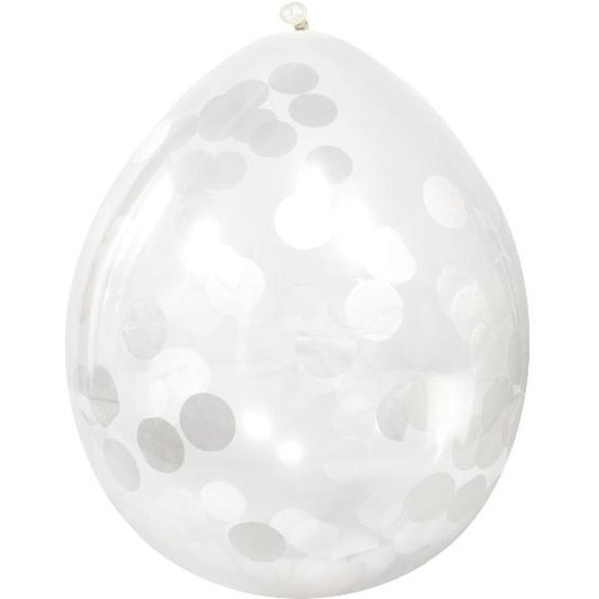 12x Transparante ballon witte confettisnippers 30 cm