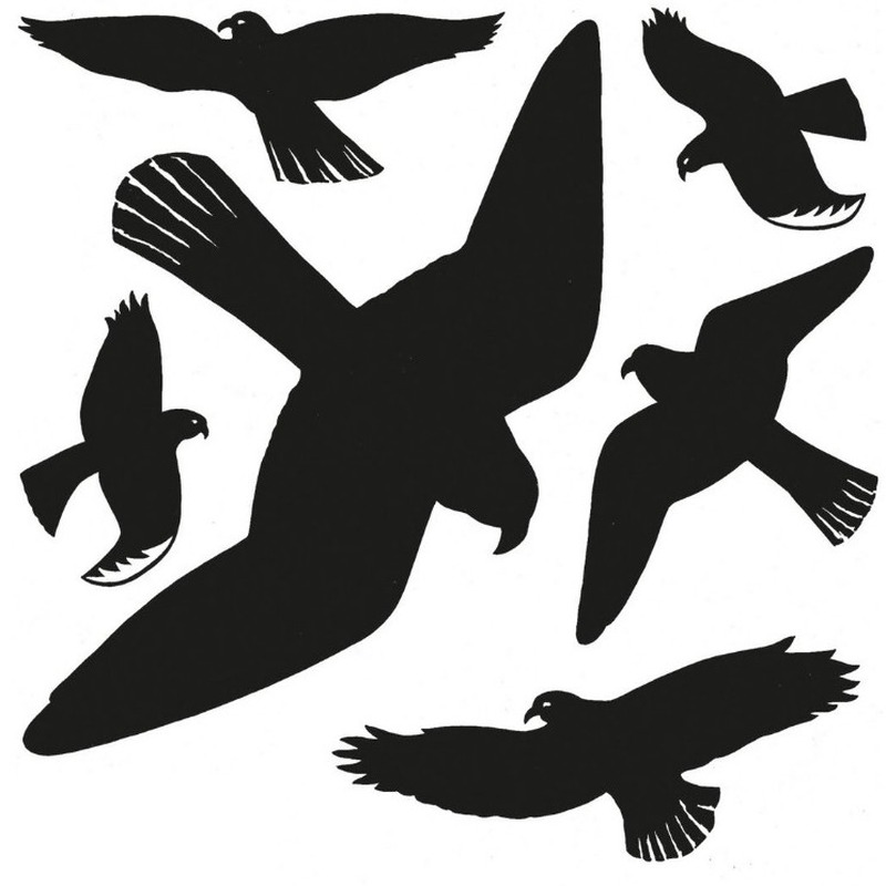 12x Vogelwering stickers voor binnen-buiten 30 x 30 cm