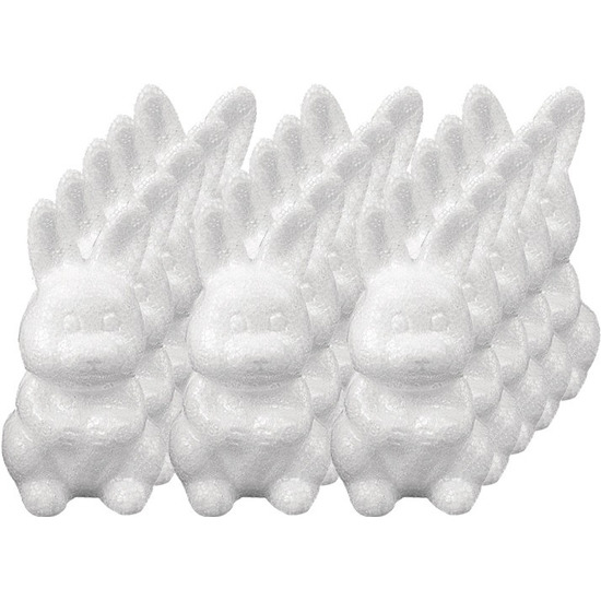 15x Styrofoam konijntje-haasje 8 cm decoratie-versiering