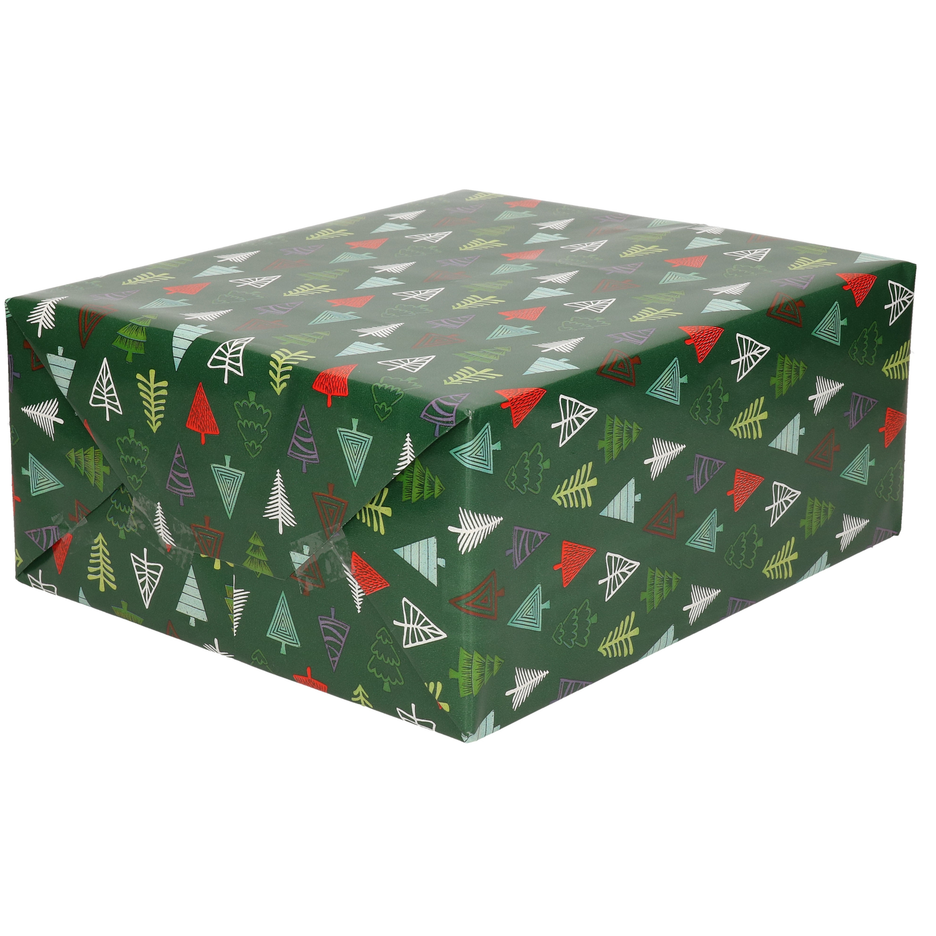 1x Rollen inpakpapier-cadeaupapier Kerst print donkergroen-gekleurde kerstbomen 250 x 70 cm luxe kwa