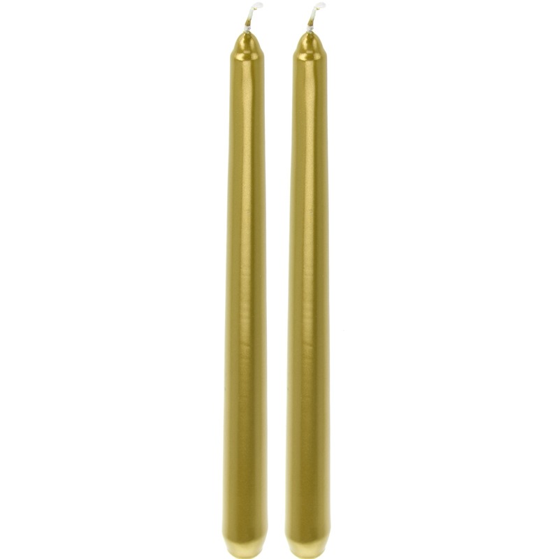 2x Lange kaarsen goud 25 cm
