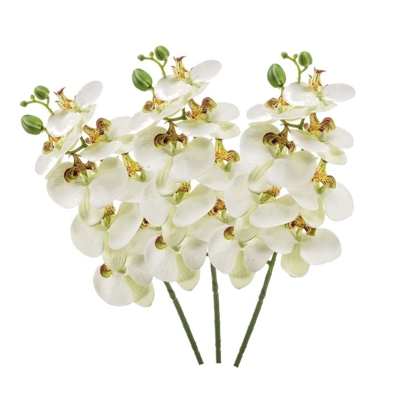 3 stuks witte Phaleanopsis vlinderorchidee kunstbloemen 70 cm decoratie