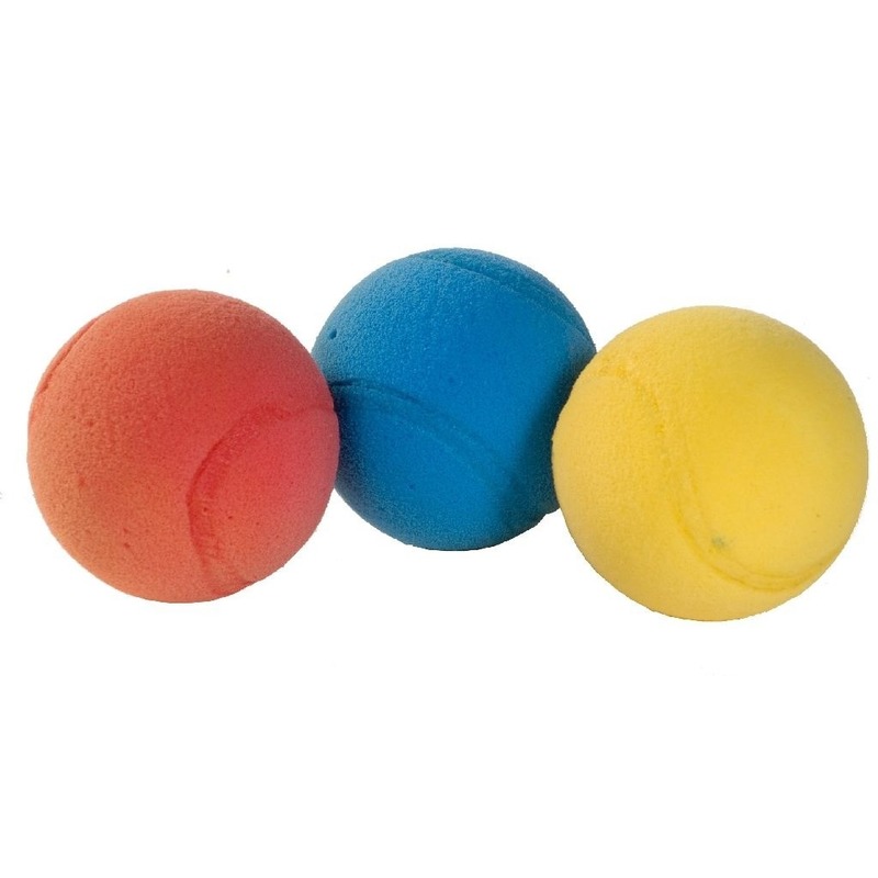 3x Zachte gekleurde tennisballen-foamballen-softballen