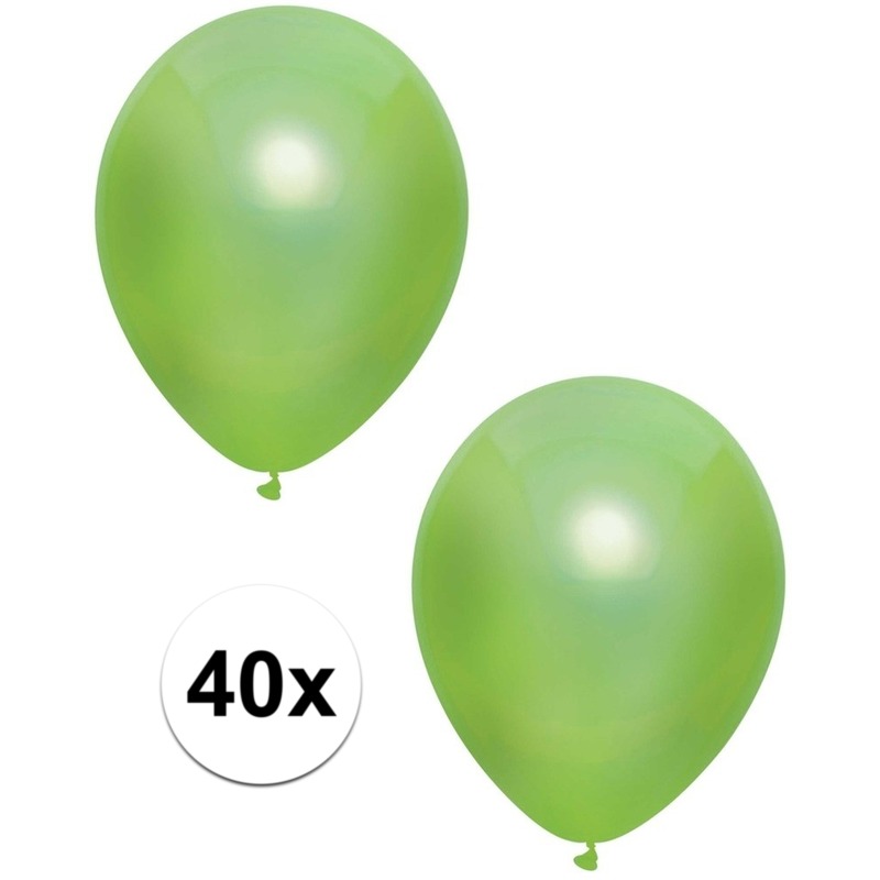40x Lichtgroene metallic heliumballonnen 30 cm