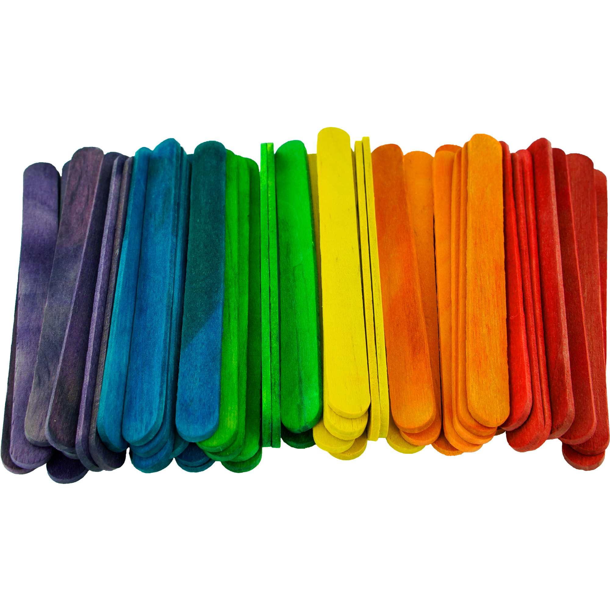 50x stuks muti-color kleur hobby knutselen houtjes-ijslollie stokjes 114 x 10 mm