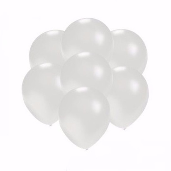 50x Voordelige metallic witte ballonnen klein