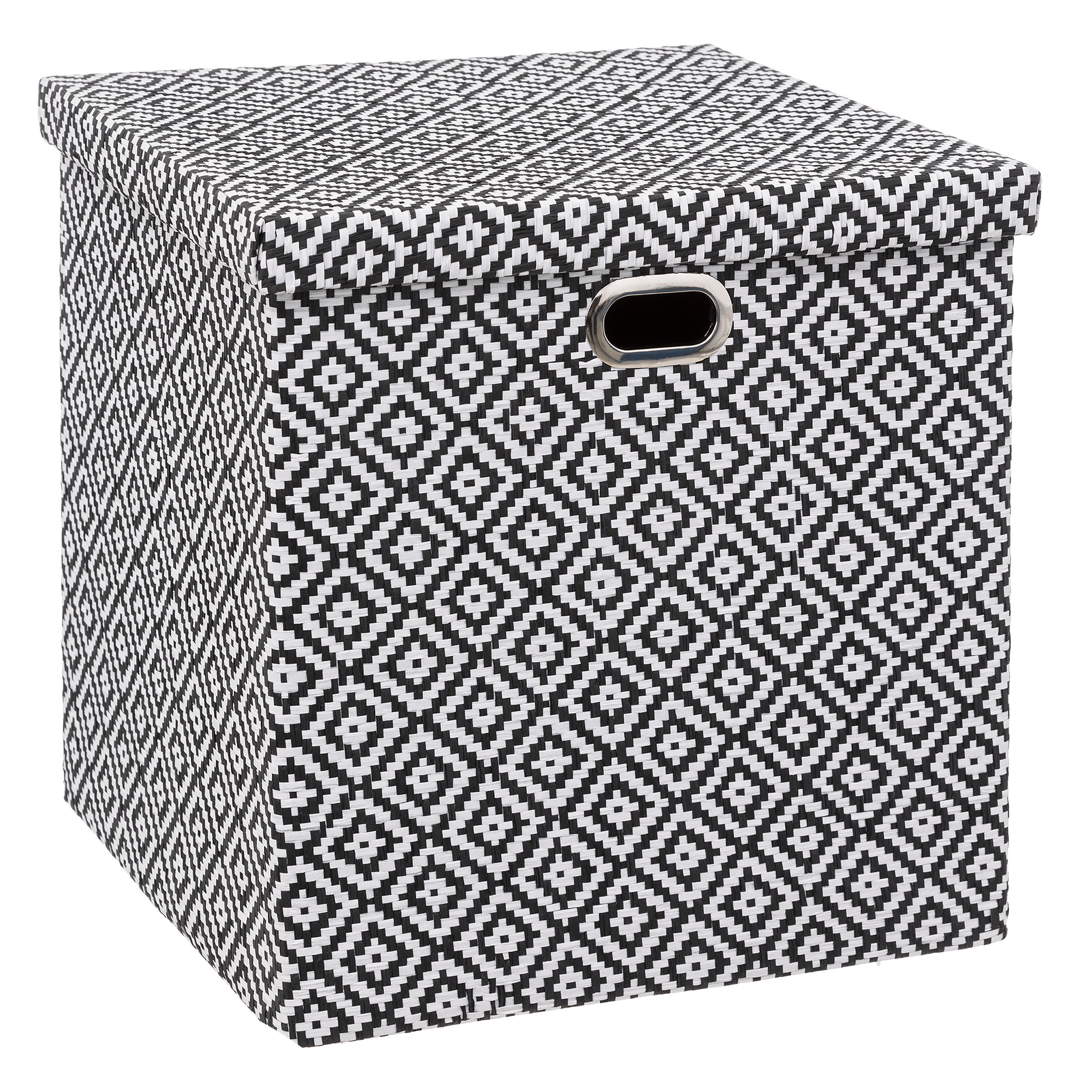 5Five Opbergmand-kastmand karton-kunststof 29 liter zwart-wit 31 x 31 x 31 cm