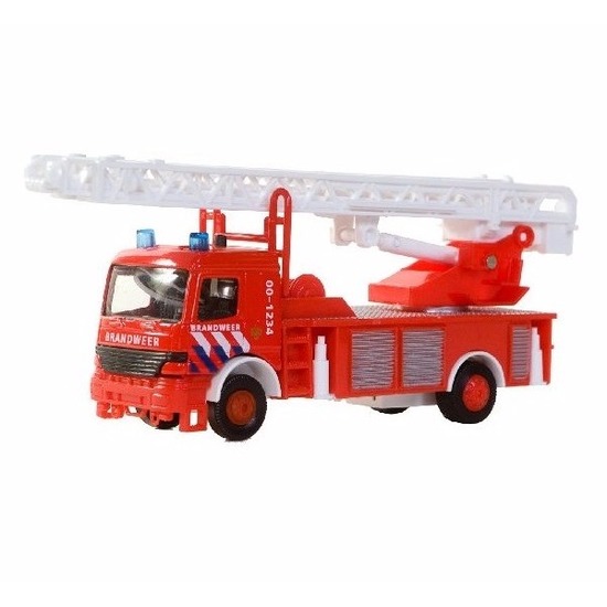 Brandweerwagen met ladder voor kinderen 15 cm