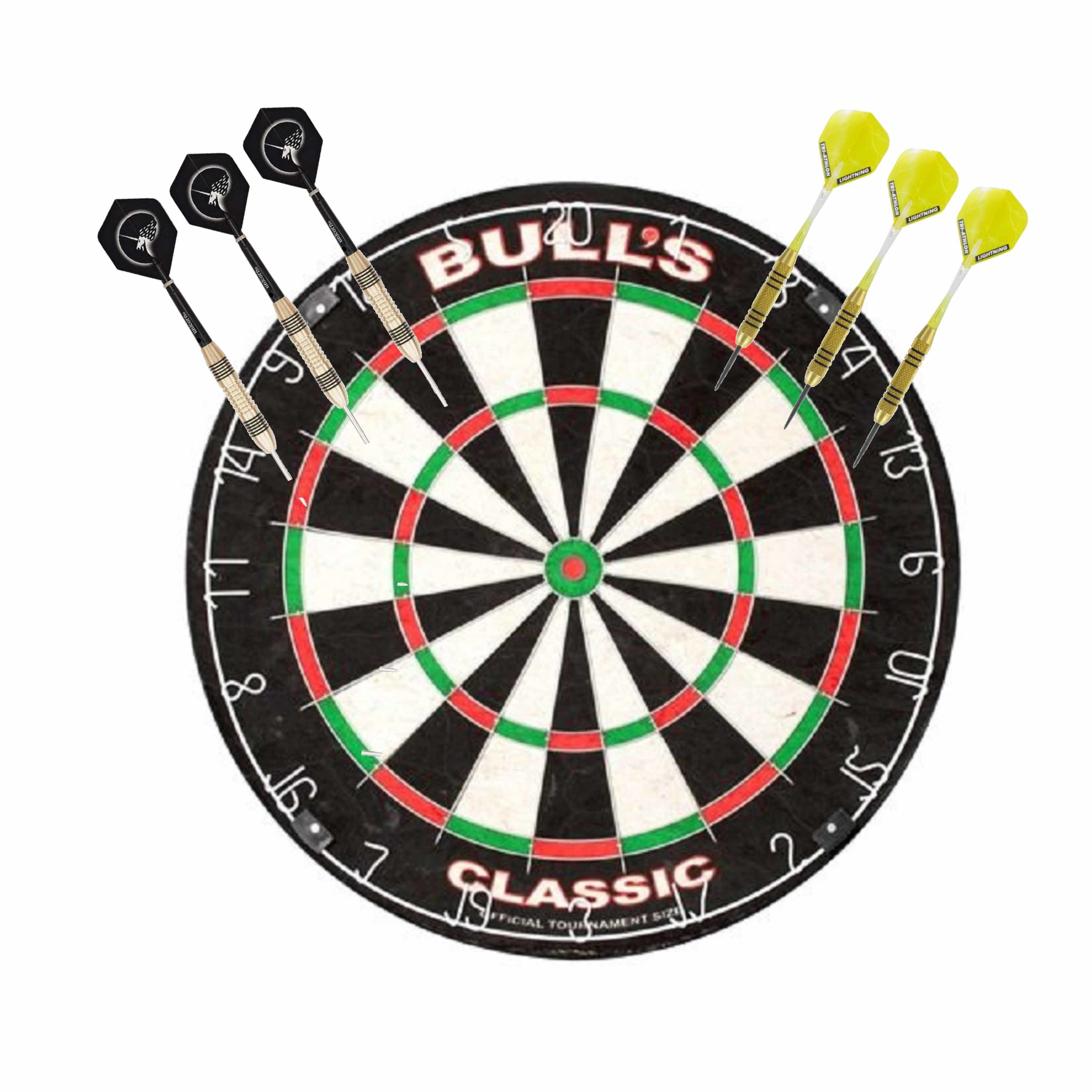 Bulls Classic dartbord set met 2 sets dartpijlen 23 grams