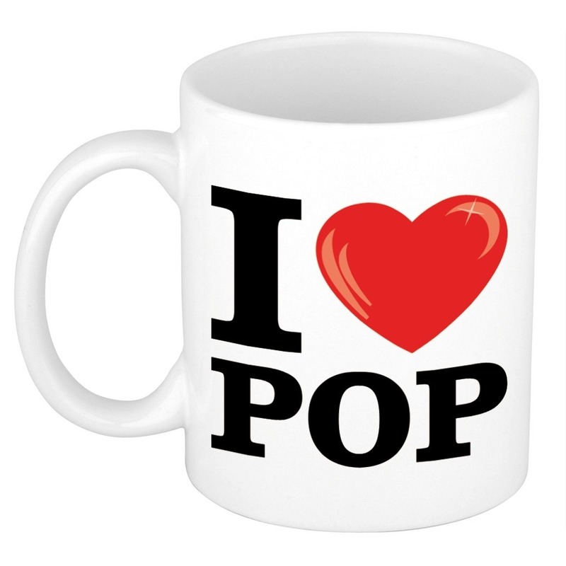 Cadeau I Love Pop muziek koffiemok-beker 300 ml