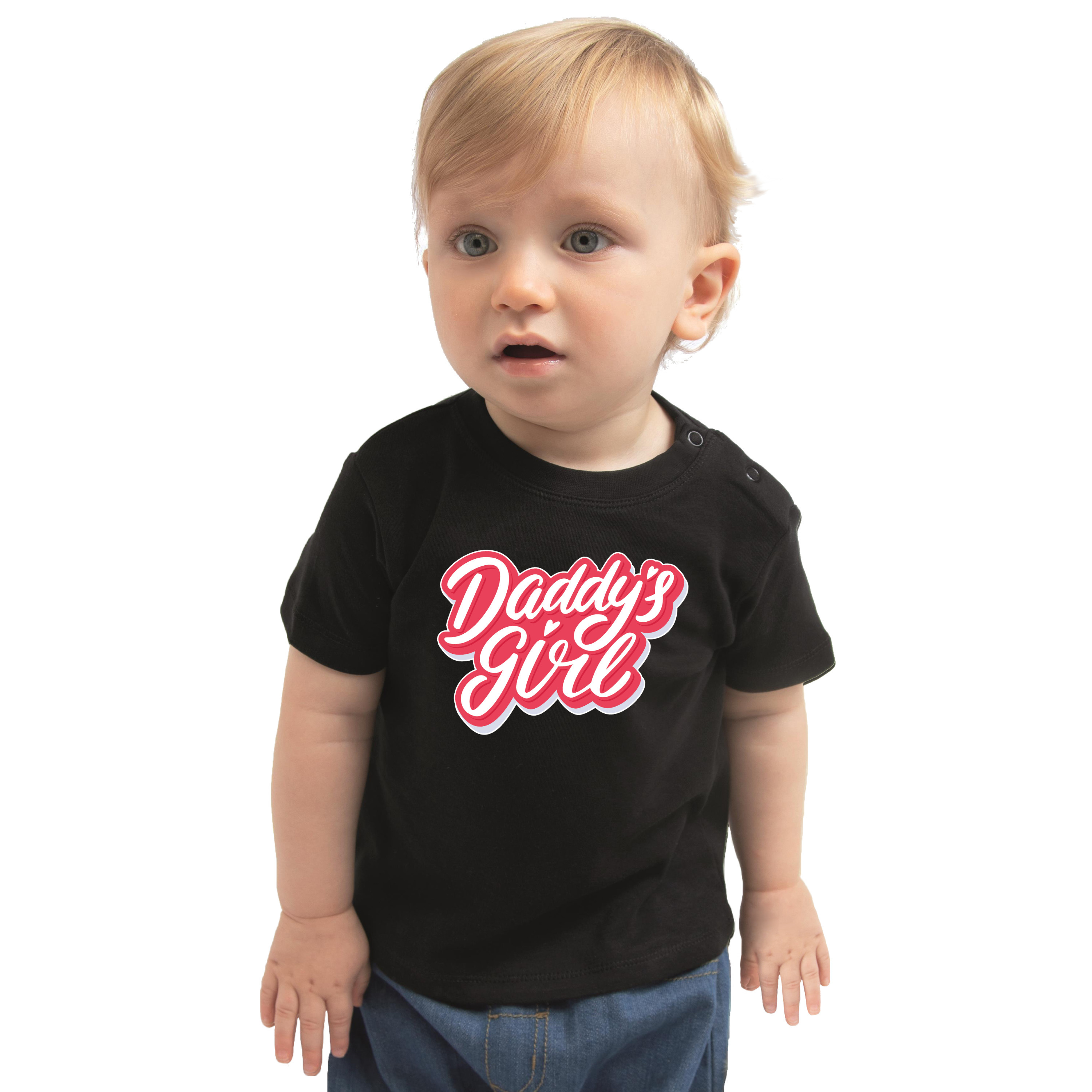 Cadeau voor aanstaande vader shirt-kleding Daddys girl zwart voor babys