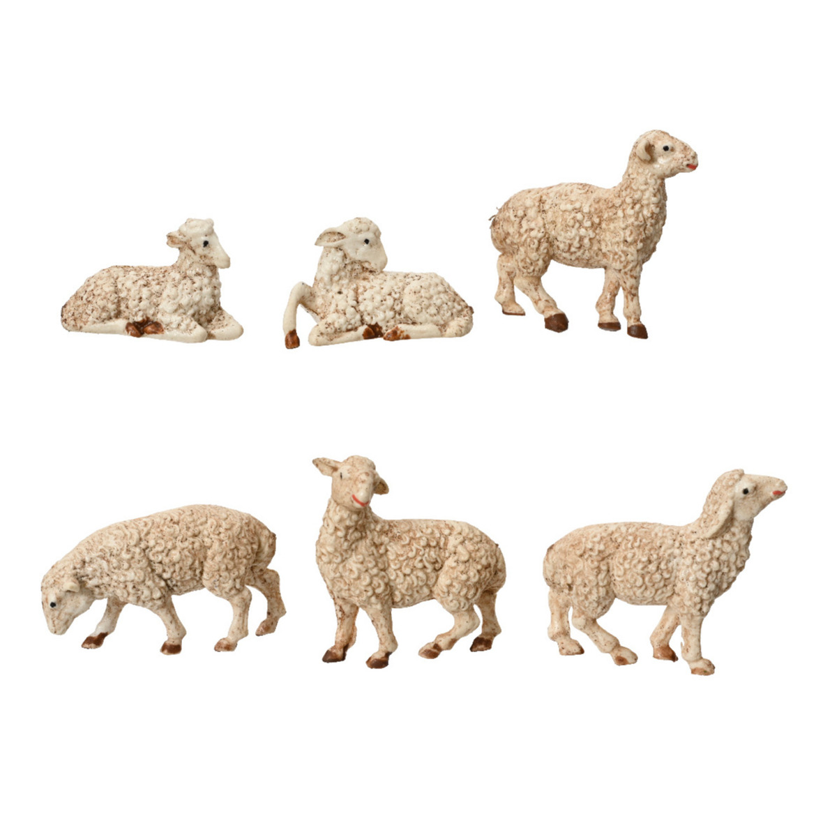 Decoris schapenbeeldjes 6x stuks 12 cm mdf hout