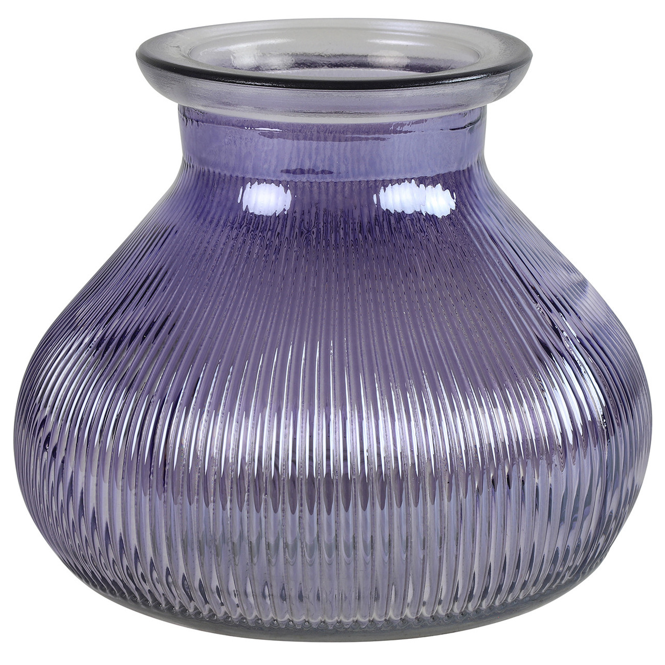 Decostar Bloemenvaas paars-transparant glas H12 x D15 cm