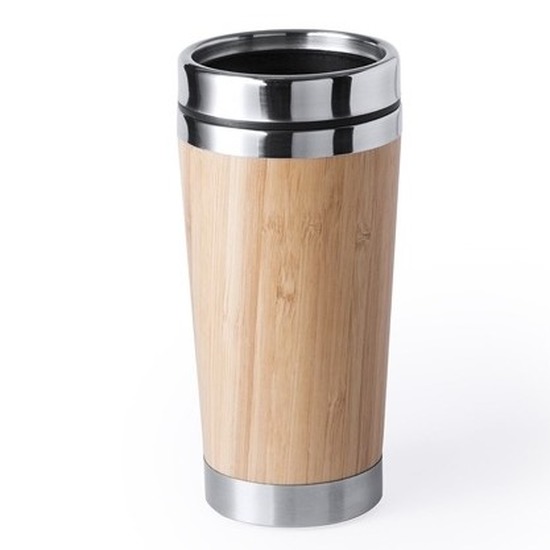 Duurzame koffiebeker voor onderweg bamboe-RVS 500 ml