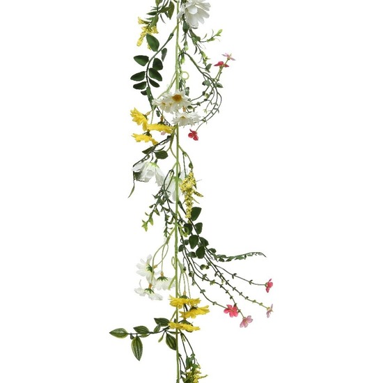 Gele-witte kunstbloemen takken 180 cm decoratie