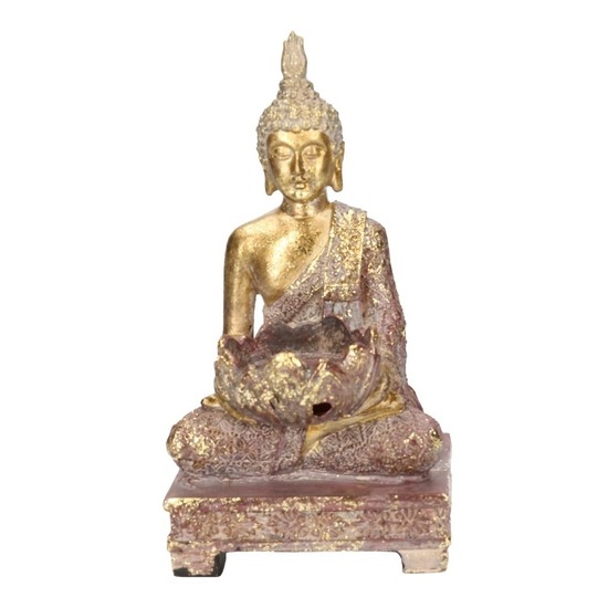 Goud boeddha beeldje met kaarshouder 18 cm