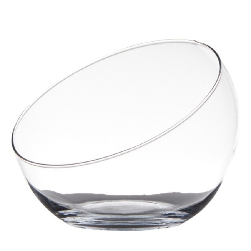 Hakbijl Glass Bolvaas schuine schaal gerecycled glas D20 x H17 cm