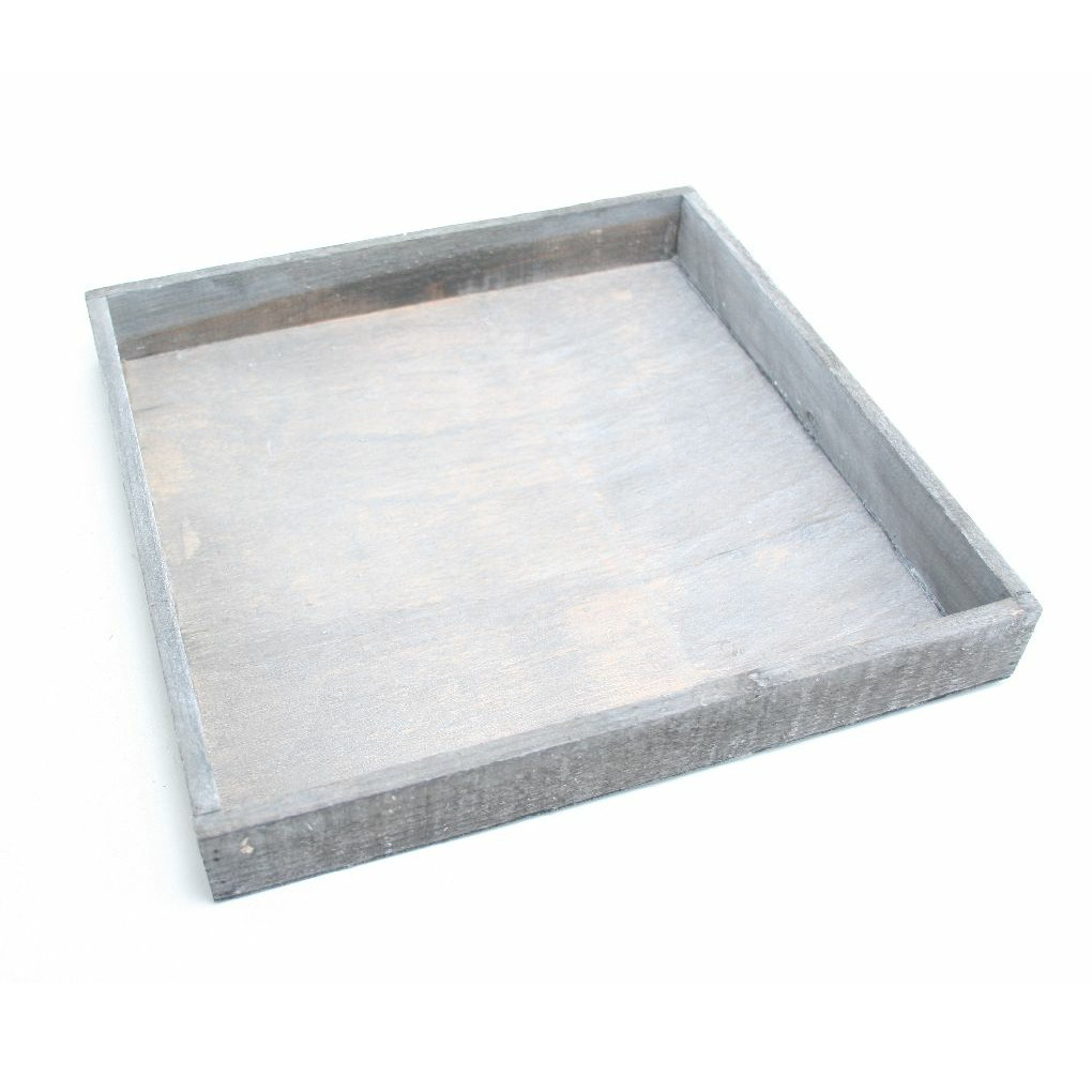 HBX Grey Living Dienblad-kaarsenbord hout L30 x B30- vierkant grijs
