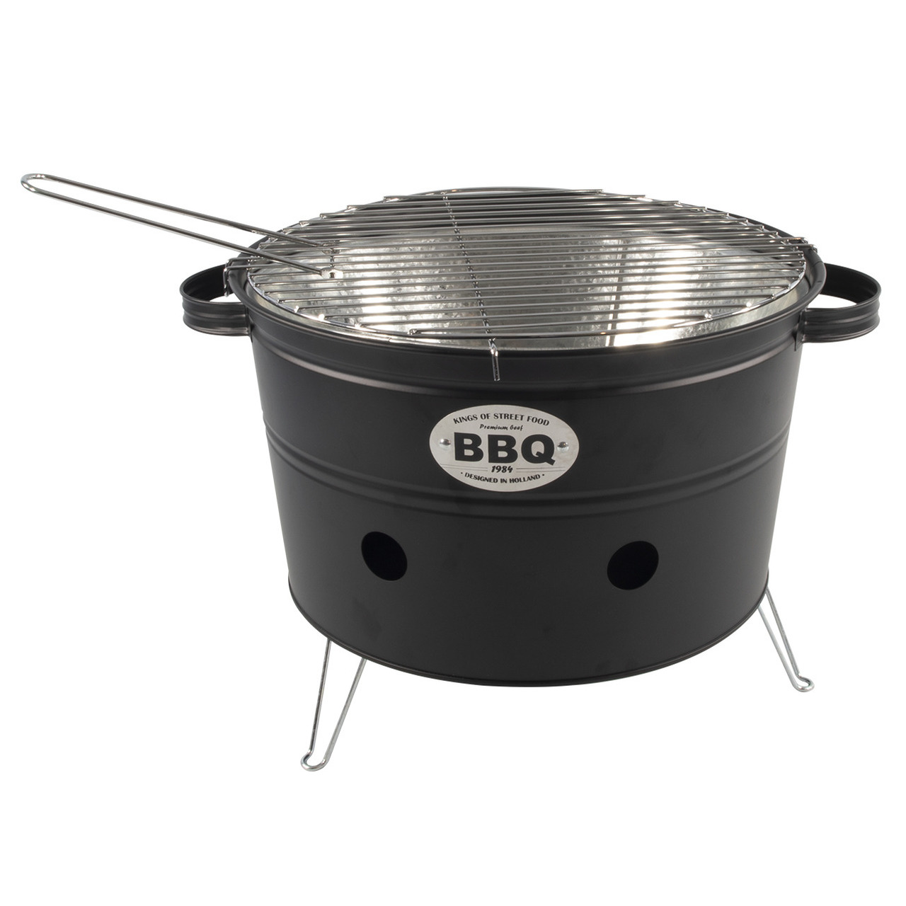 Houtskool barbecue-bbq emmer zwart tafelmodel 33 cm