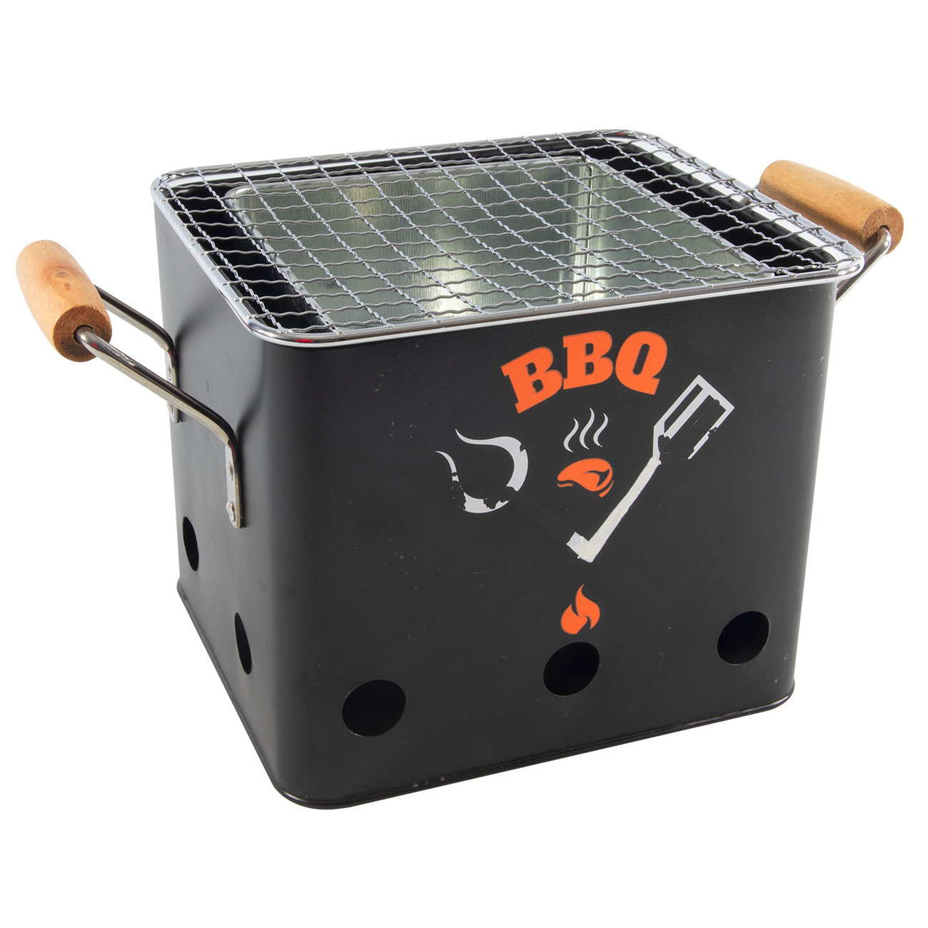 Houtskool barbecue-bbq zwart tafelmodel 18 cm vierkant