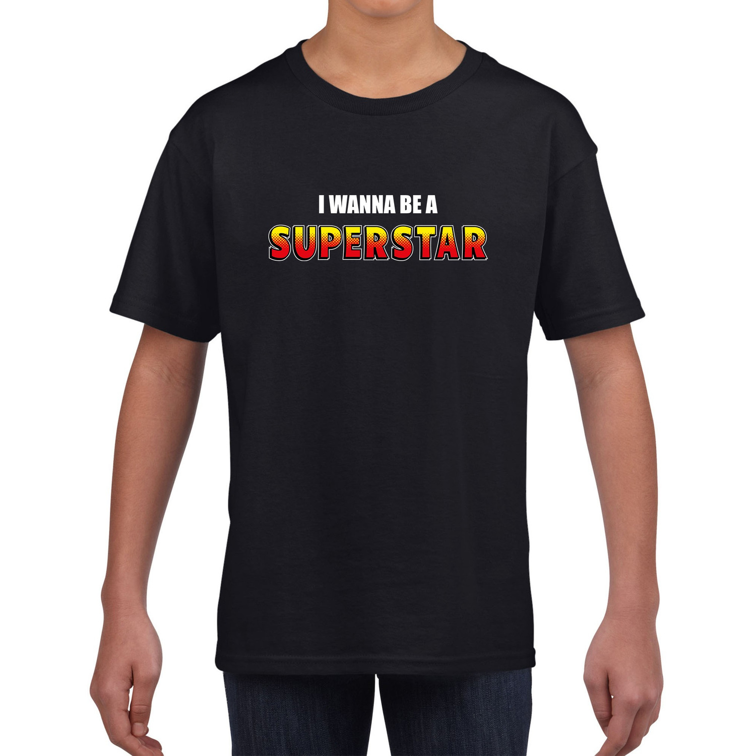 I wanna be a Superstar fun t-shirt zwart voor kids