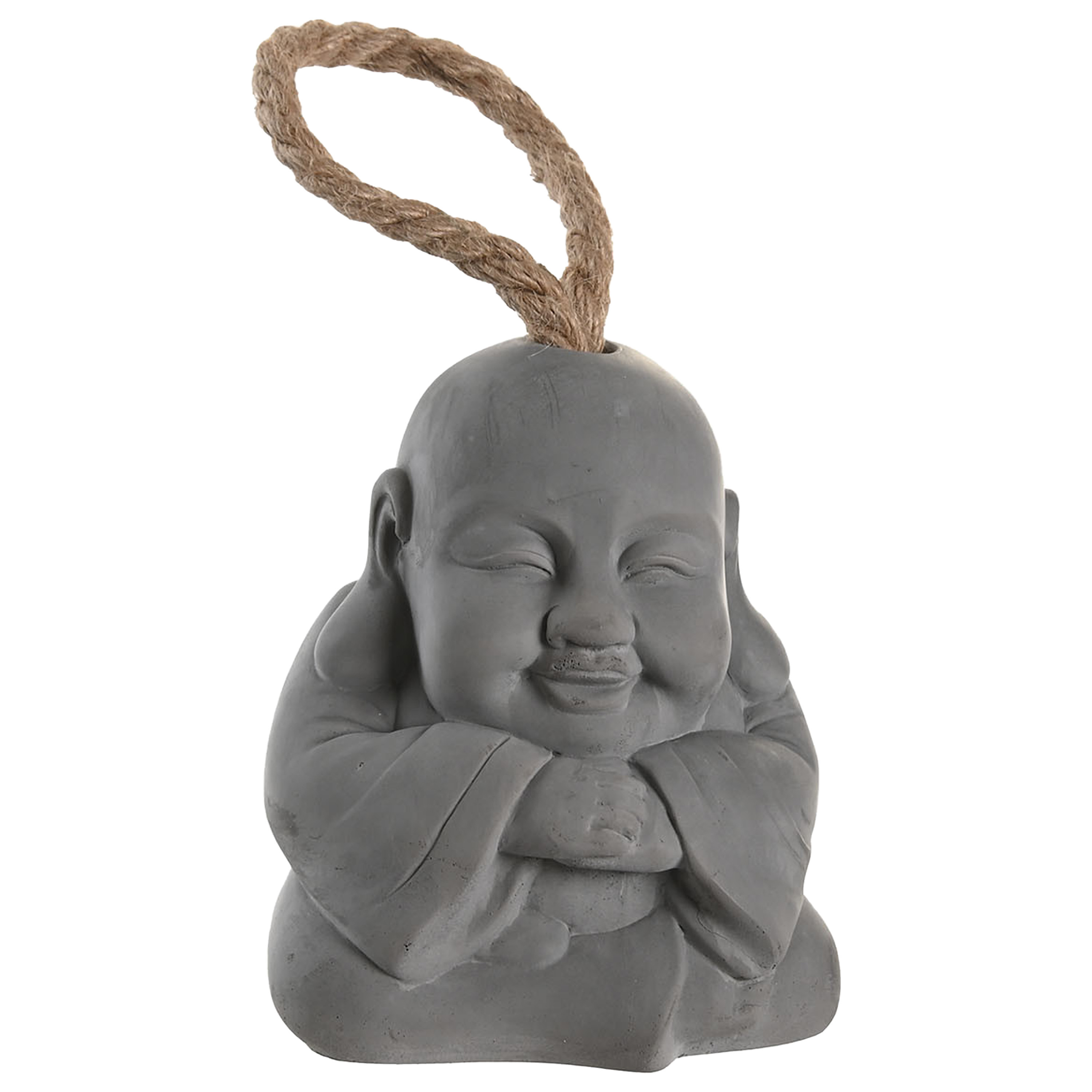 Items Deurstopper Boeddha beeld 1.2 kilo gewicht met oppak koord cement grijs 12 x 15 cm