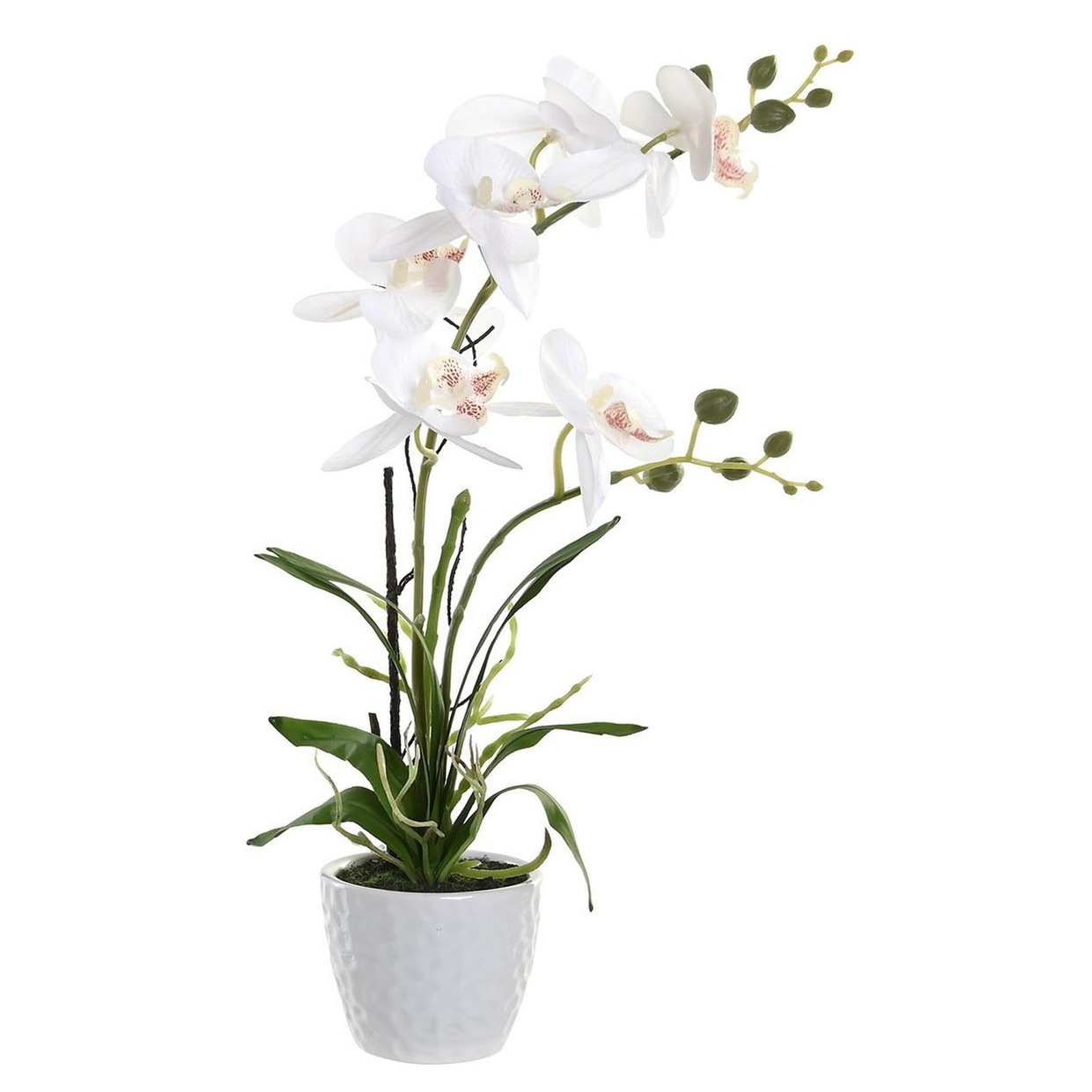 Items Orchidee bloemen kunstplant in witte bloempot witte bloemen H45 cm
