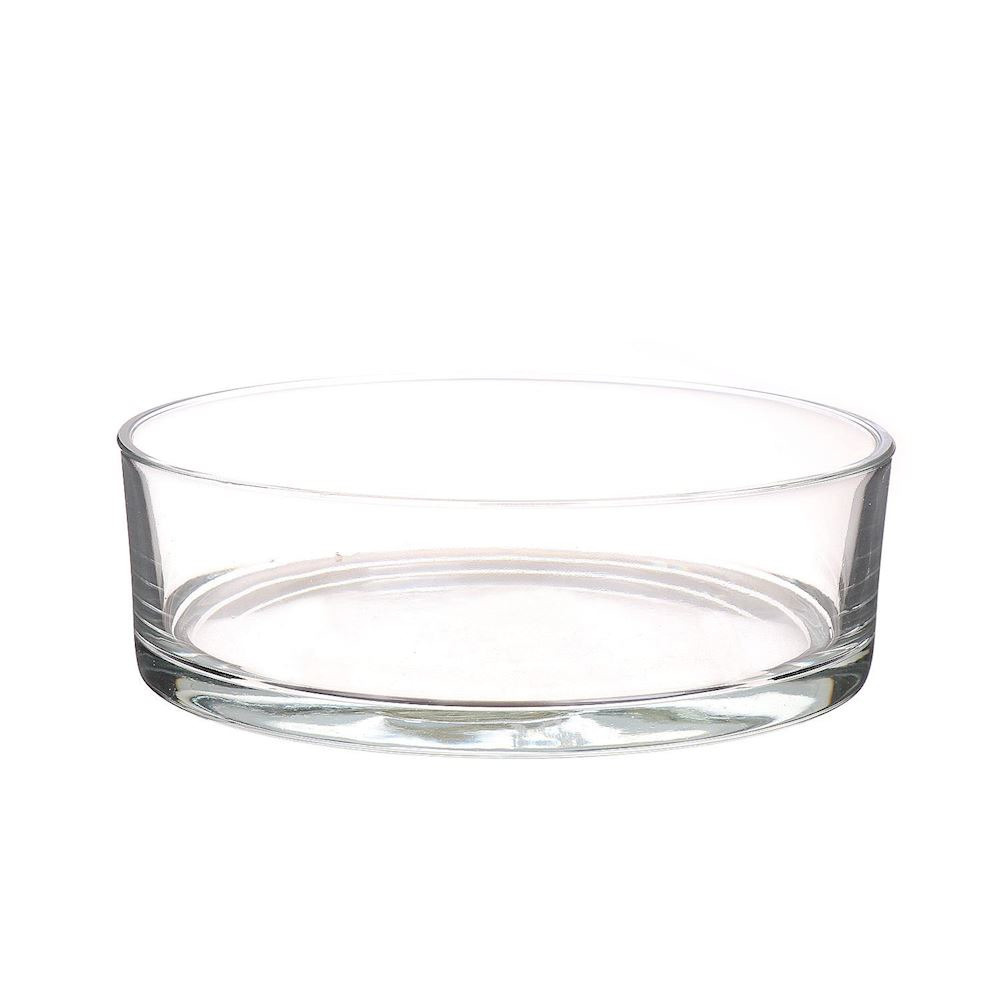Lage glazen schaal transparant glas cilindervormig 8 x 25 cm