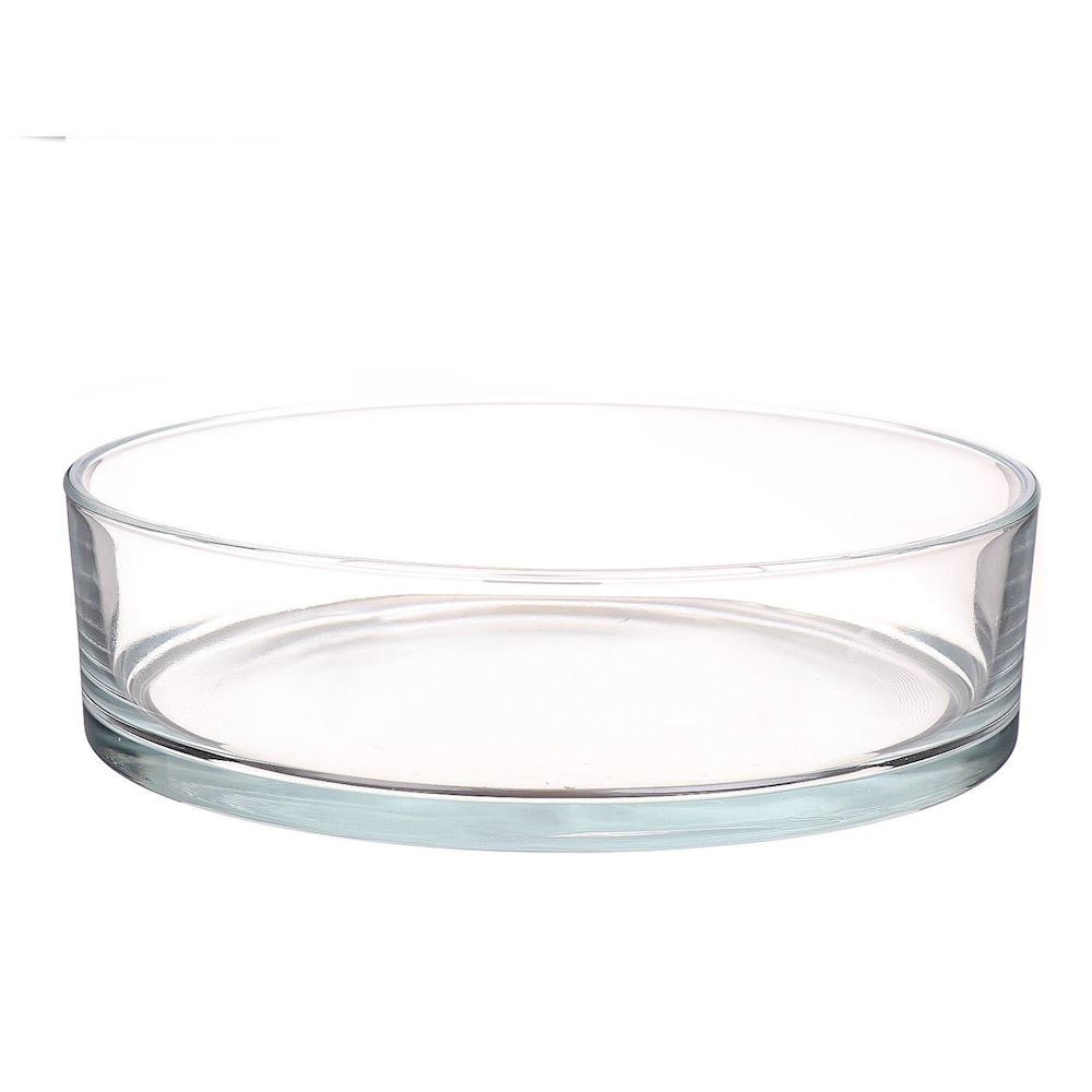 Lage glazen schaal transparant glas cilindervormig 8 x 29 cm