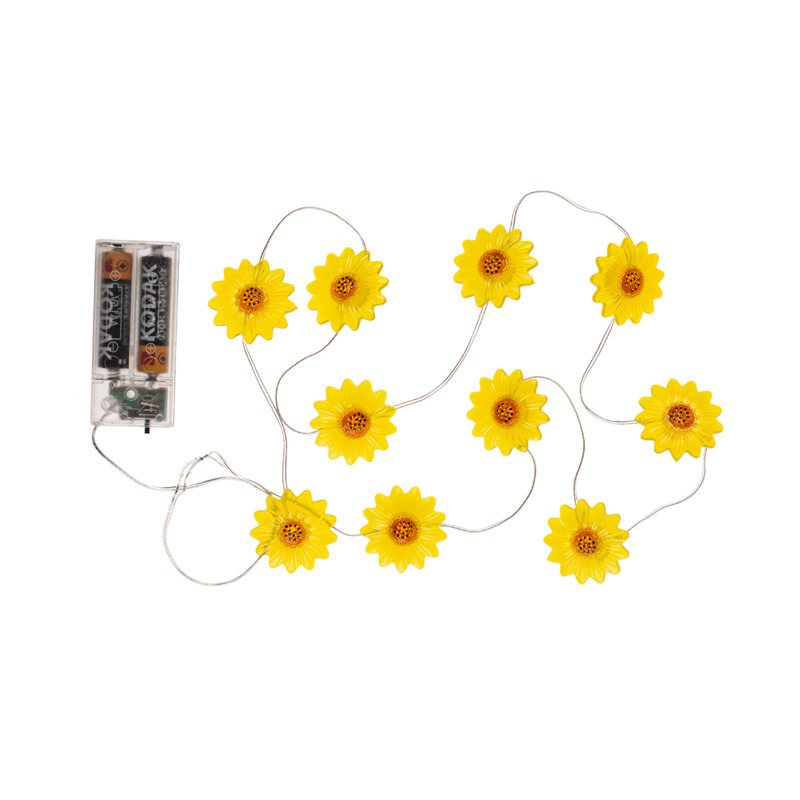 Lichtsnoer zonnebloemen geel 160 cm batterij verlichting