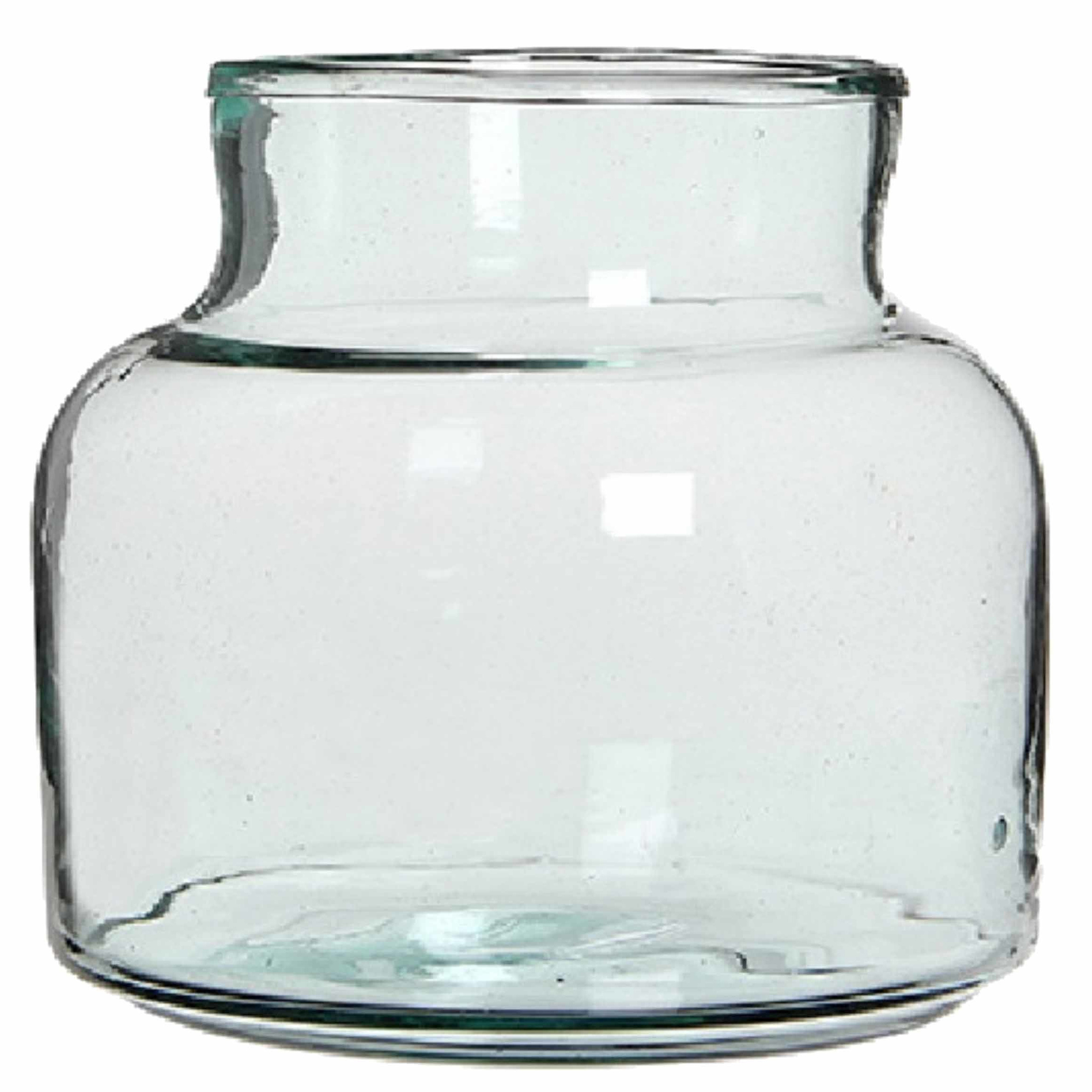Melkbusvaas bloemenvaas-bloemenvazen kort 20 x 21 cm transparant glas