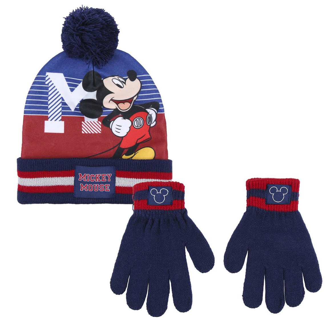 Mickey Mouse Disney winter set voor kinderen met muts en handschoenen