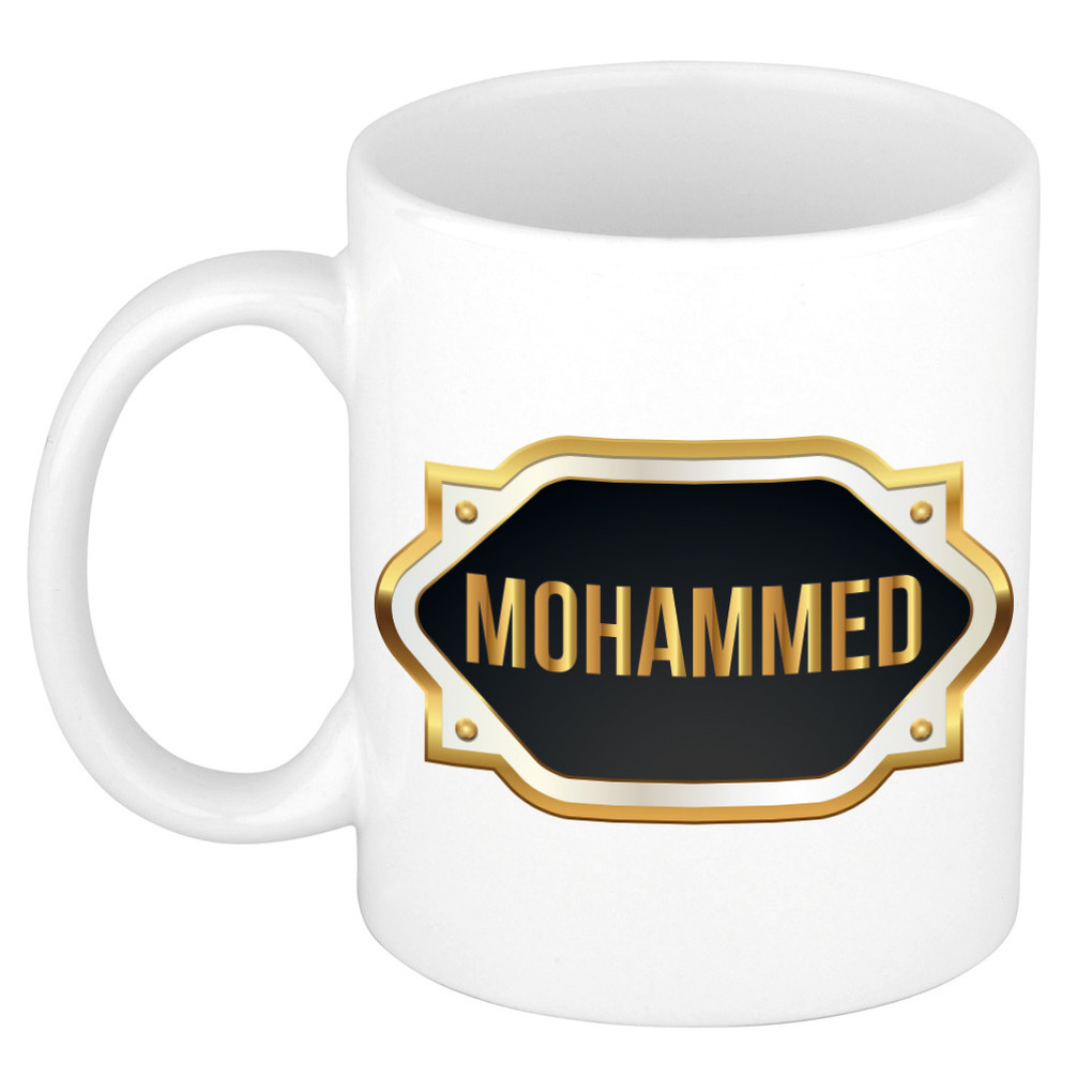 Mohammed naam-voornaam kado beker-mok met embleem