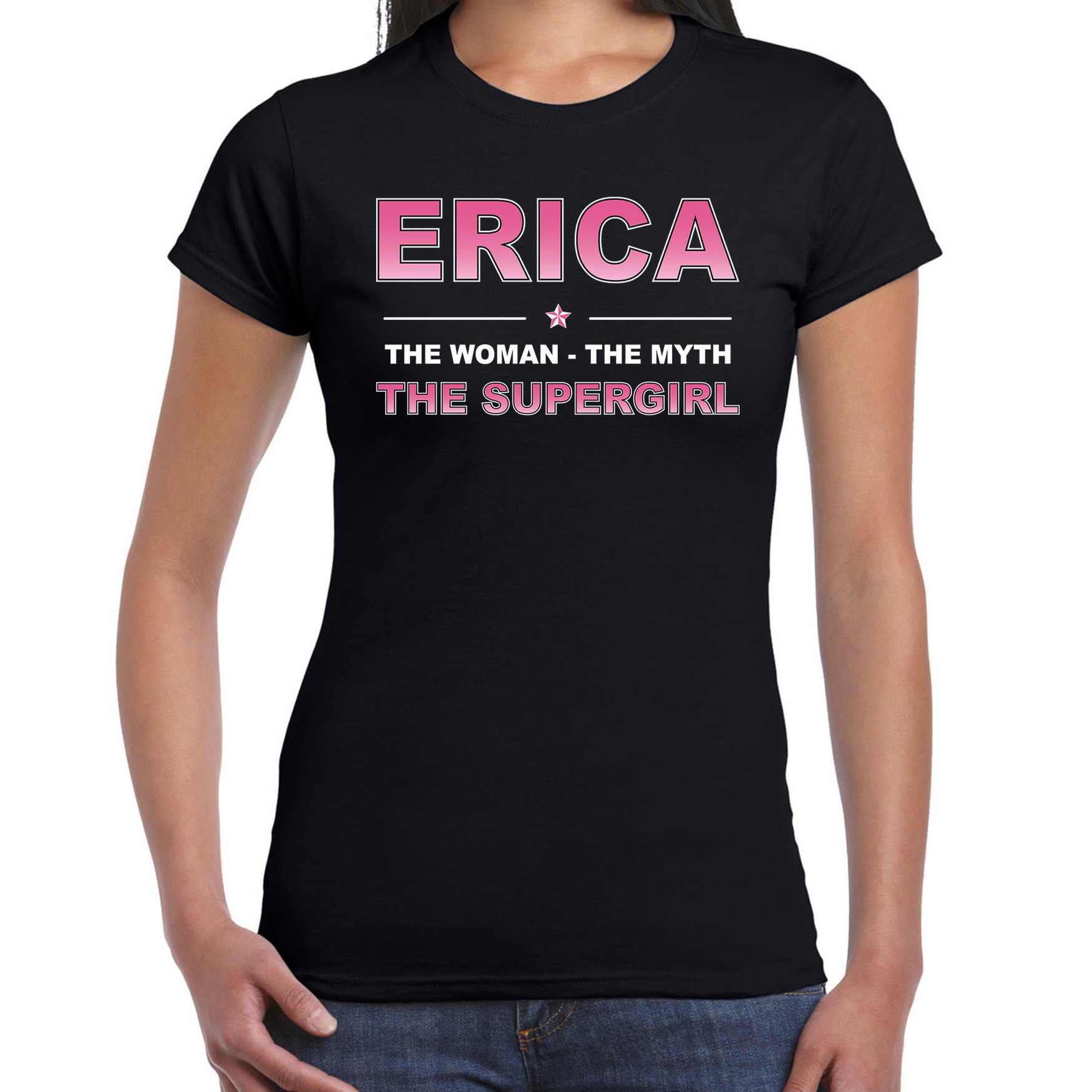 Naam Erica The women, The myth the supergirl shirt zwart cadeau shirt