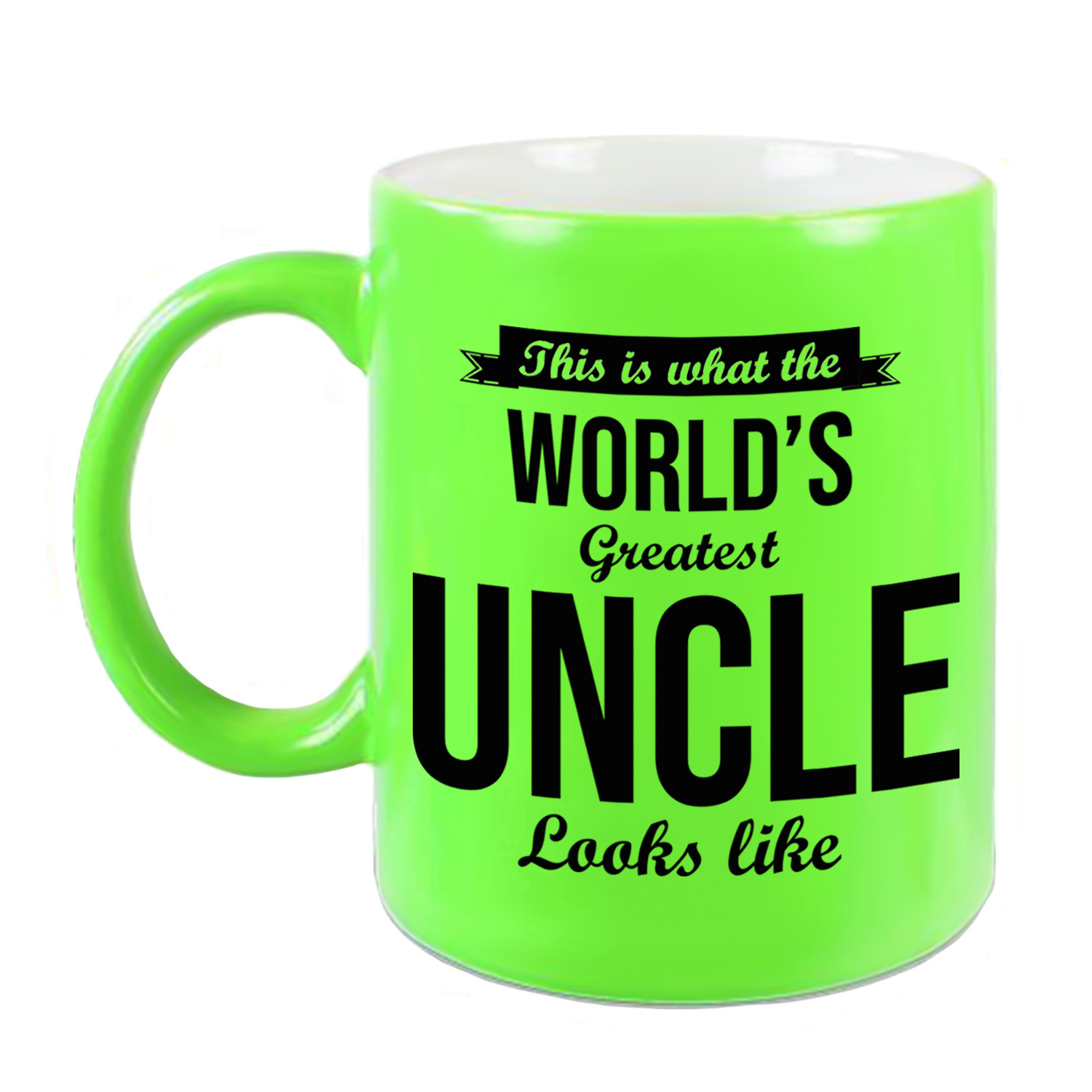 Oom cadeau mok-beker neon groen Worlds Greatest uncle