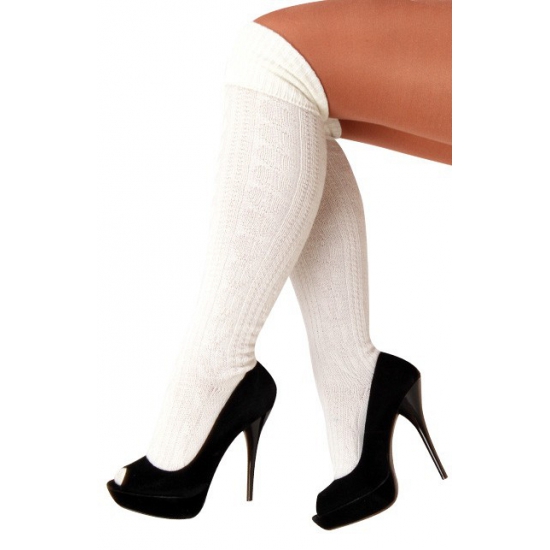 Overknee Tiroler dames sokken wit