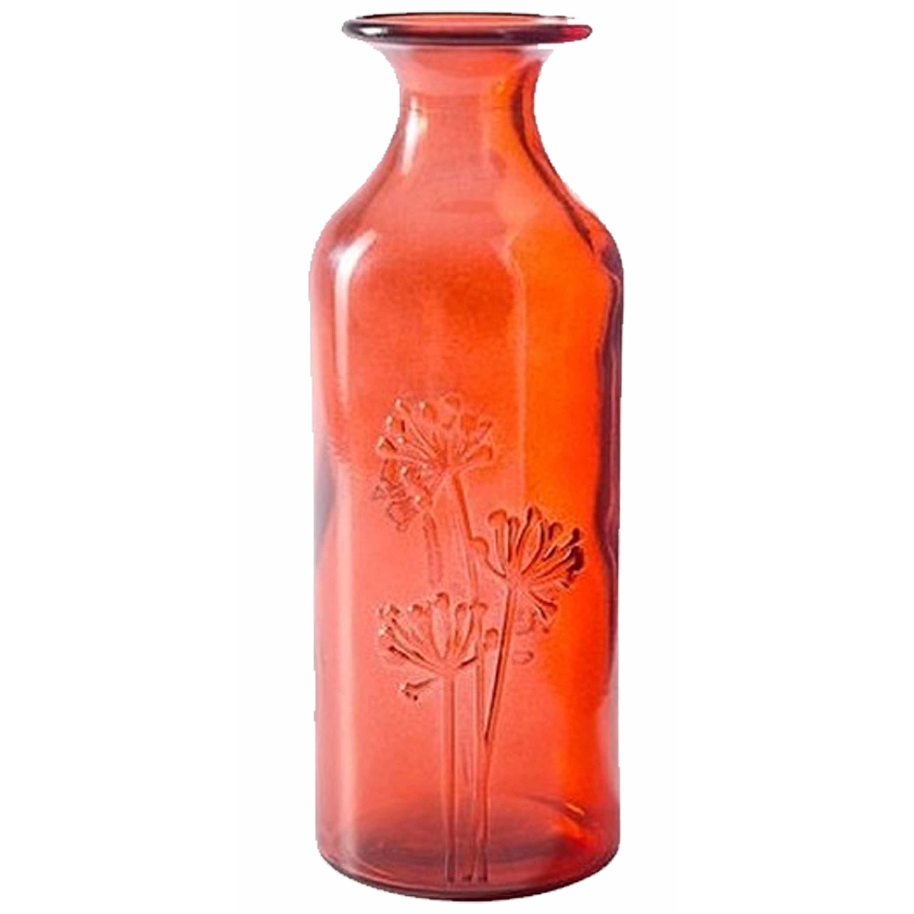Paperdesign Rode fles vaas 7 x 19 cm glas Home Deco vazen rood Woonaccessoires