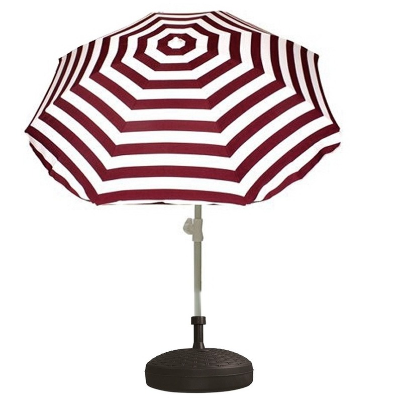 Parasolstandaard en rood-witte gestreepte parasol