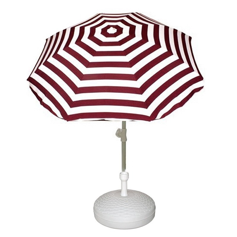 Parasolstandaard wit en rood-witte gestreepte parasol