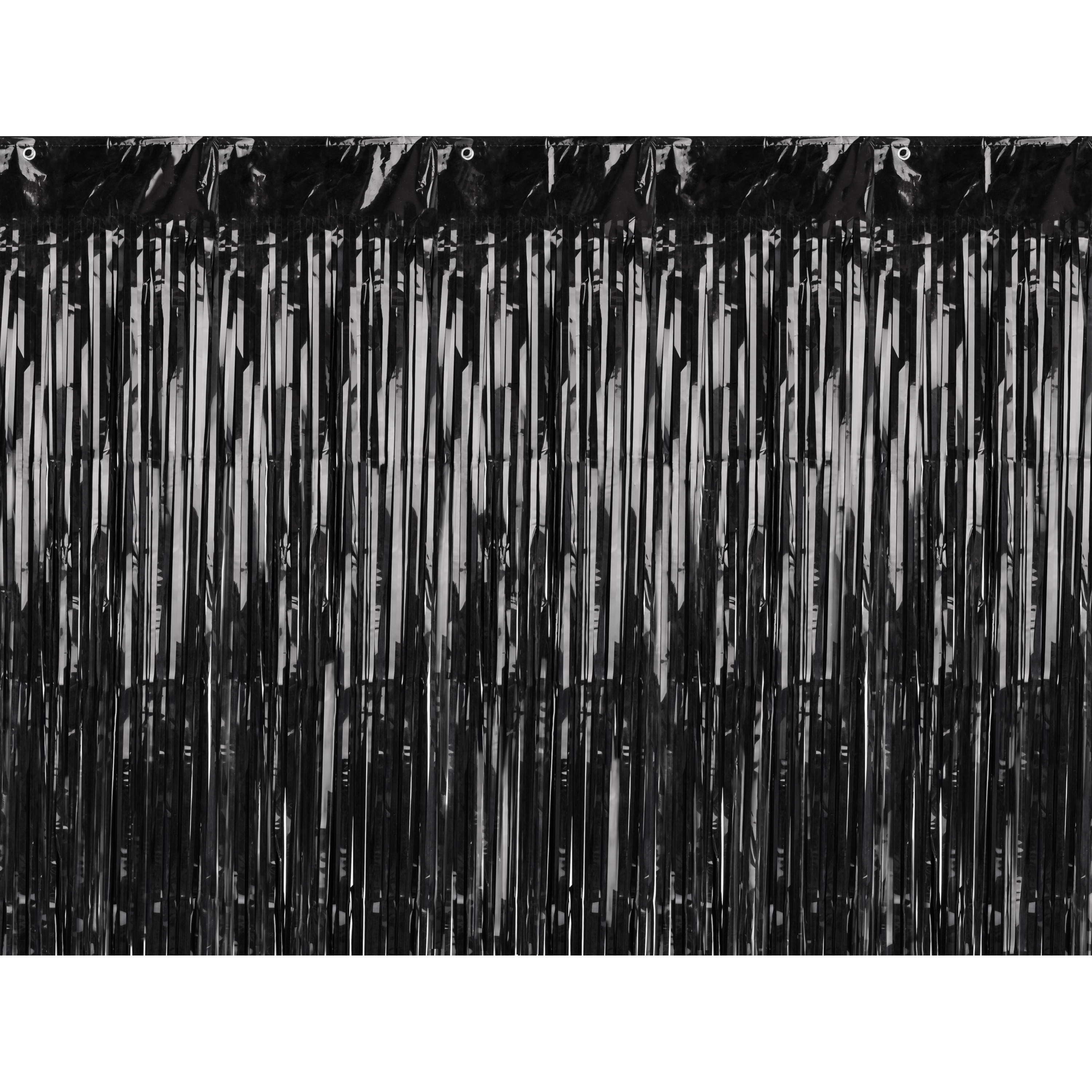 PartyDeco Folie deurgordijn-feestgordijn zwart 90 x 250 cm