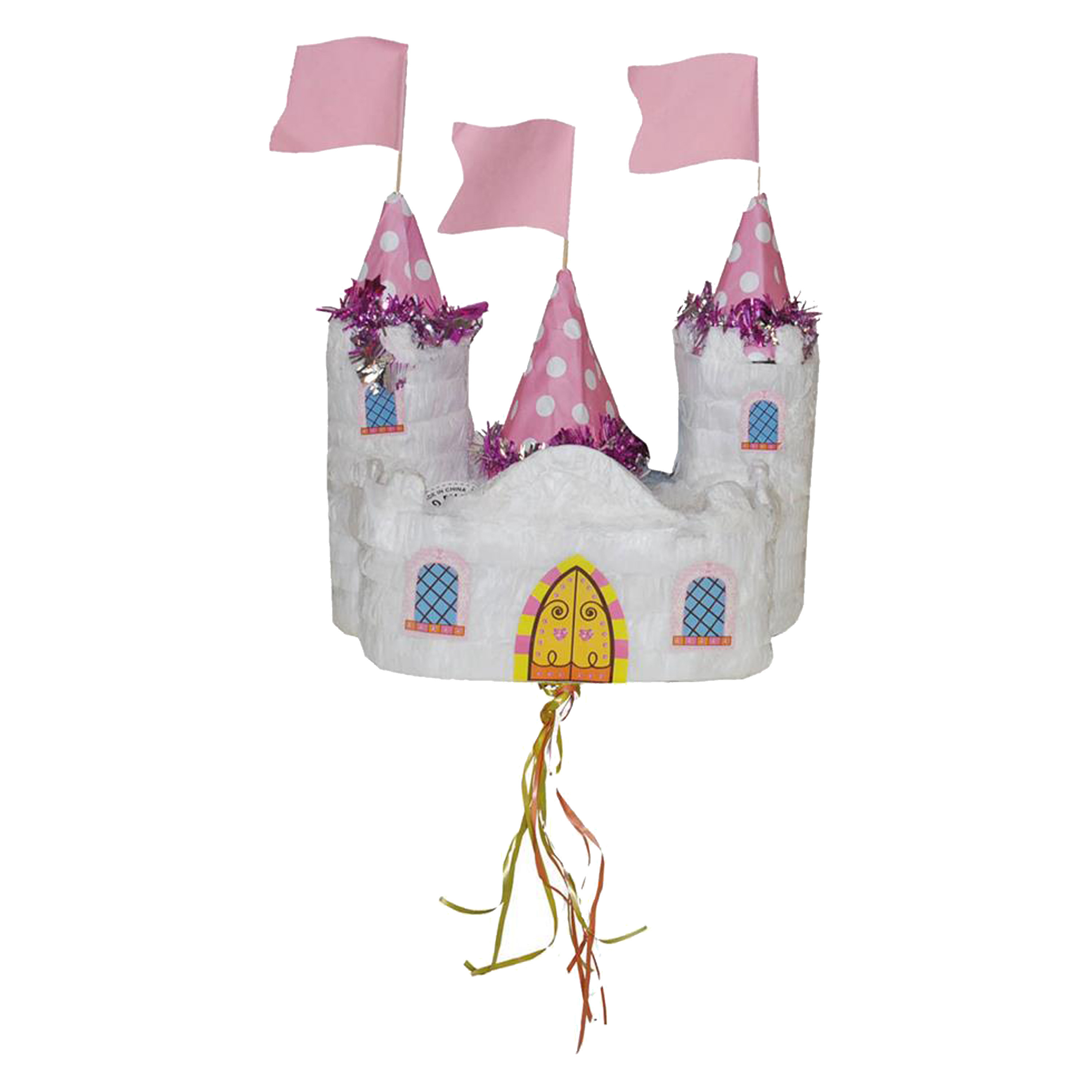 Pinata kasteel van papier 30 x 28 x 18 cm verjaardag-kinderfeestje