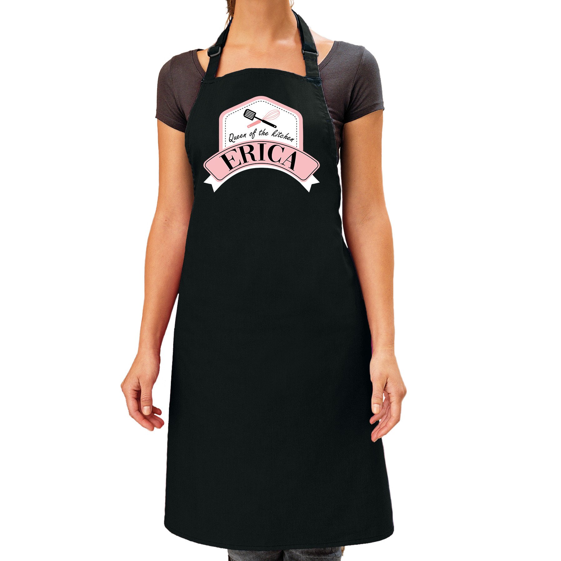Queen of the kitchen Erica keukenschort- barbecue schort zwart voor dames