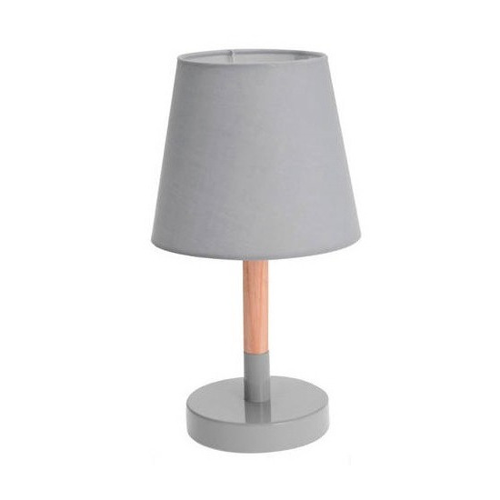 Tafellamp grijs hout met metalen voet 23 cm