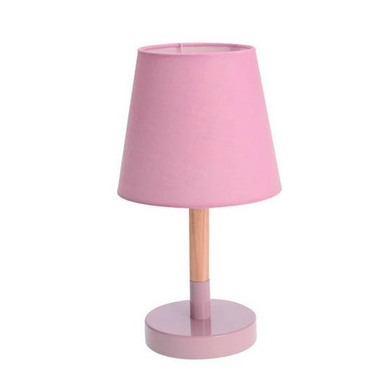 Tafellamp roze hout met metalen voet 23 cm