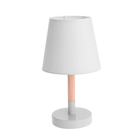 Tafellamp wit hout met metalen voet 23 cm