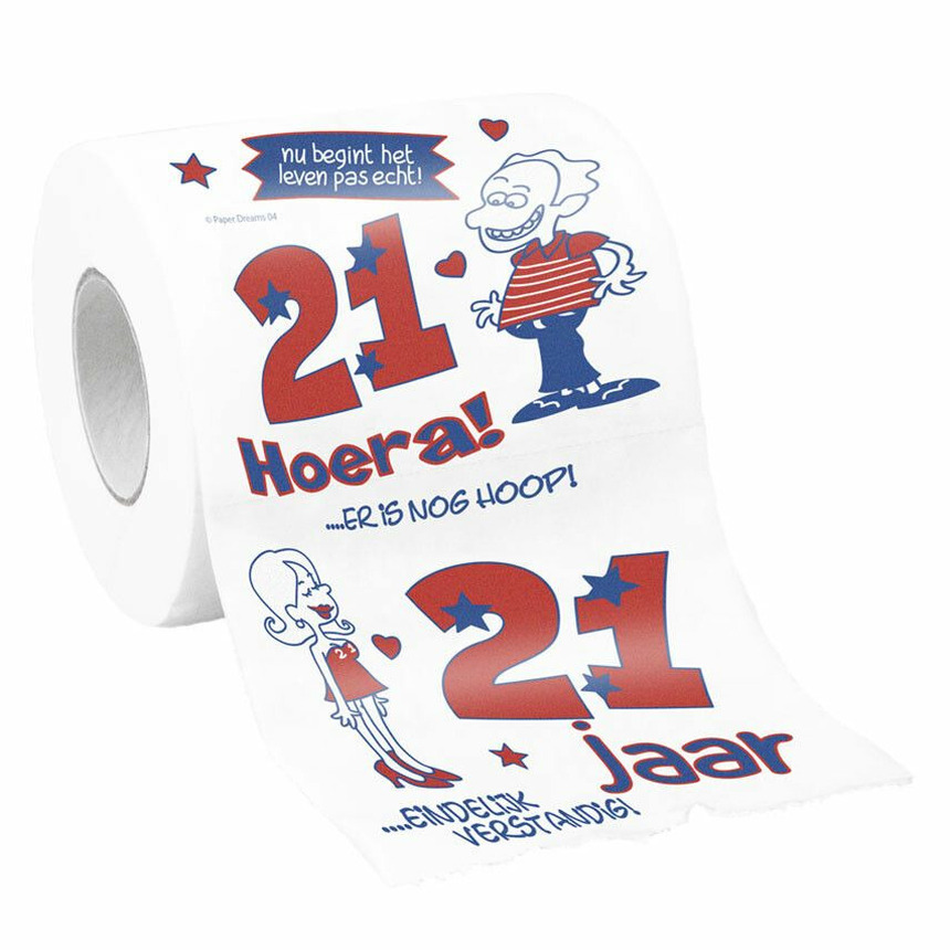 Toiletrol-wc-papier rol 21 jaar cadeau feestversiering-decoratie