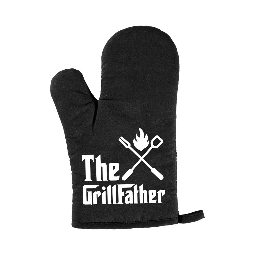 Vaderdag cadeau BBQ handschoen The Grillfather zwart