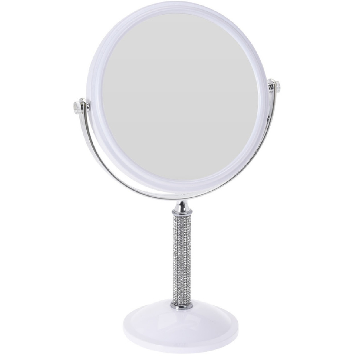 Witte make-up spiegel met strass steentjes rond vergrotend 17,5 x 33 cm