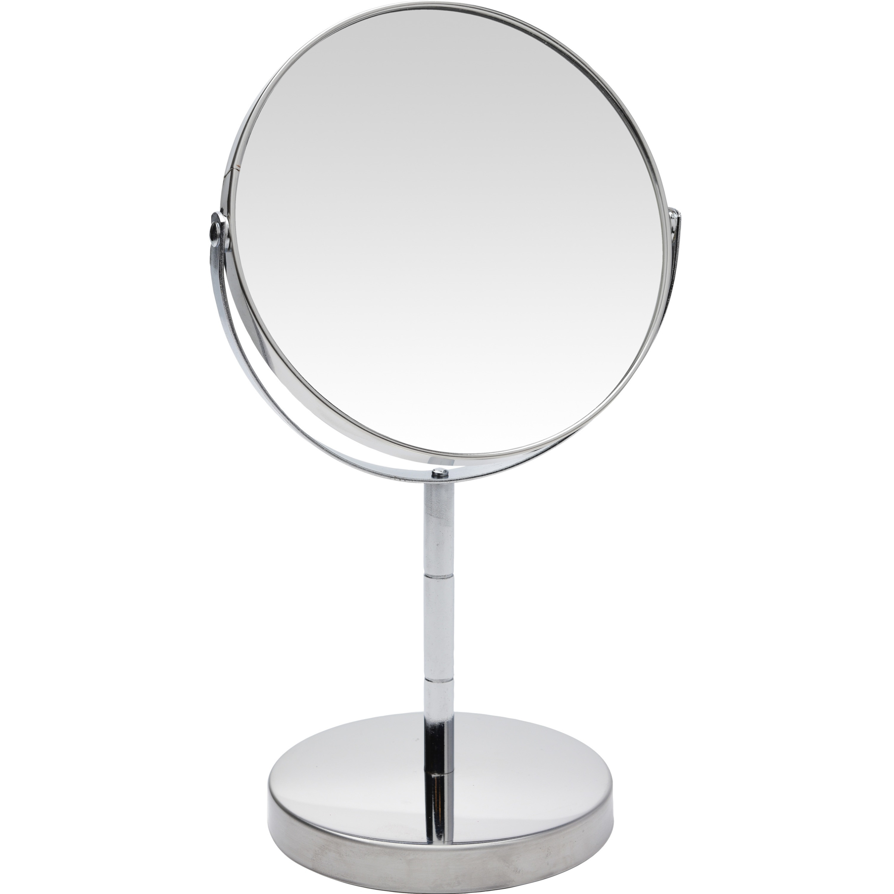 Zilveren make-up spiegel rond vergrotend 14 x 26 cm
